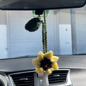 Sunflower Crochet Car Charm
